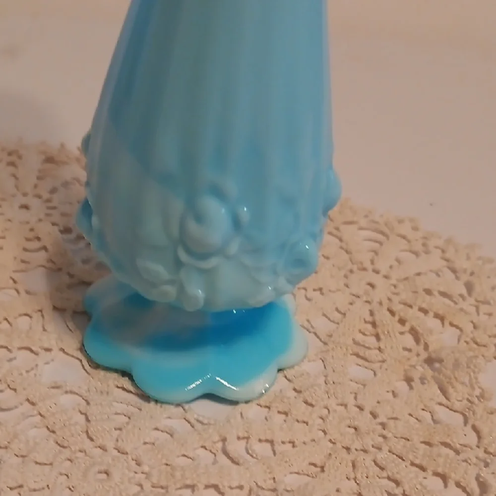 Fenton Sky Blue Slag Glass Swung Vase 11 Inches